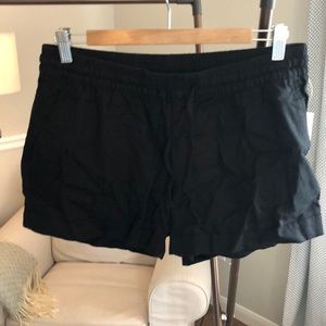 Black linen shorts